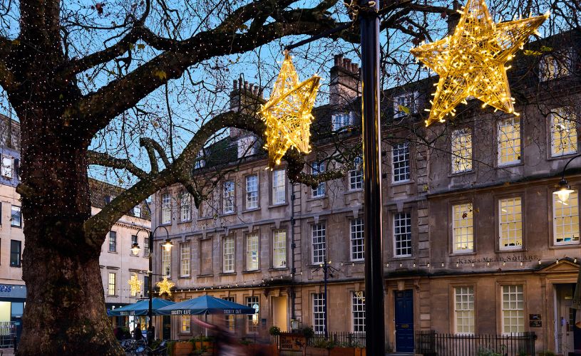 Kingsmead Square Christmas lights in Bath